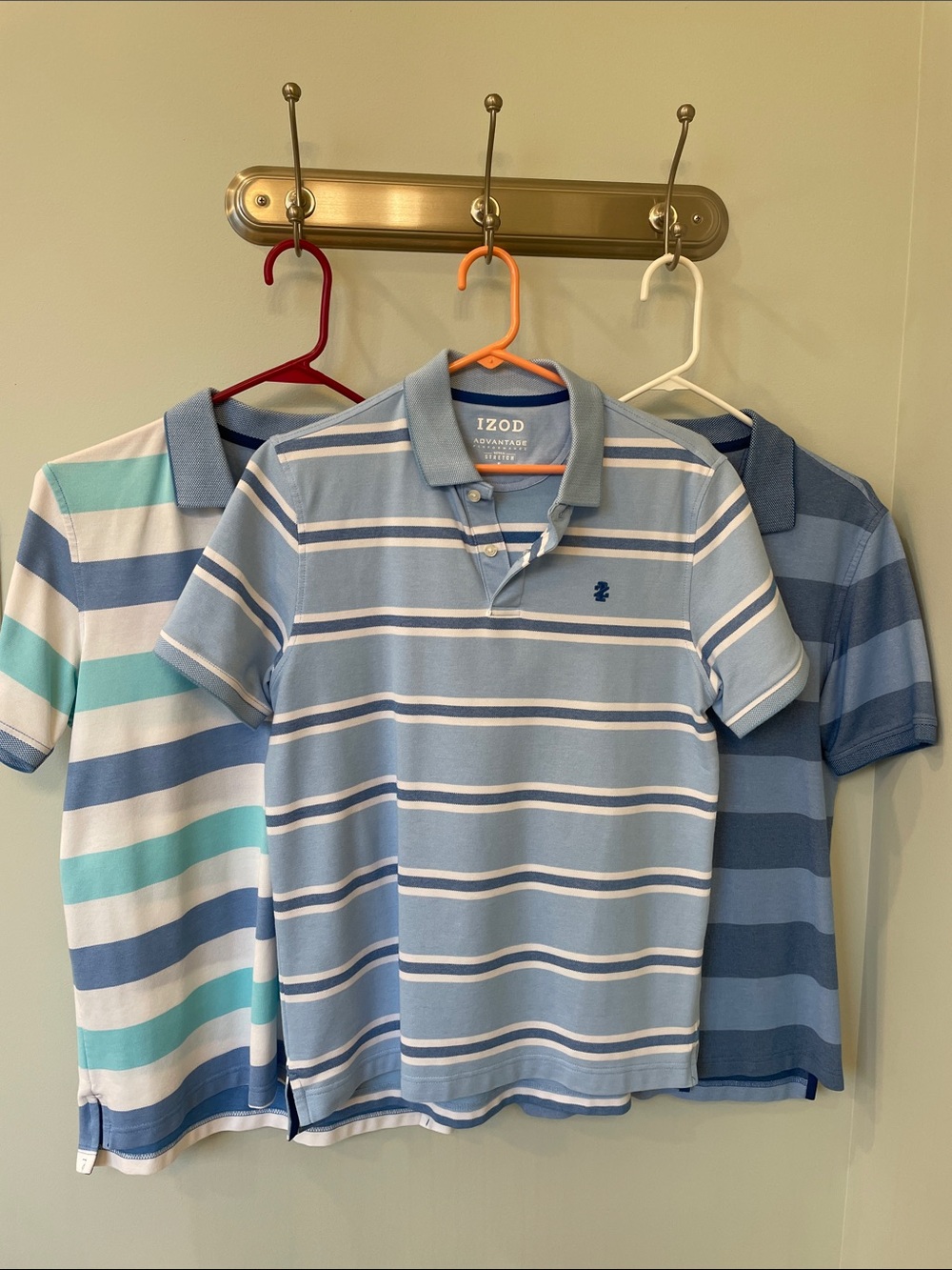 Men’s trio Izod Light Blue Striped Polo Shirts